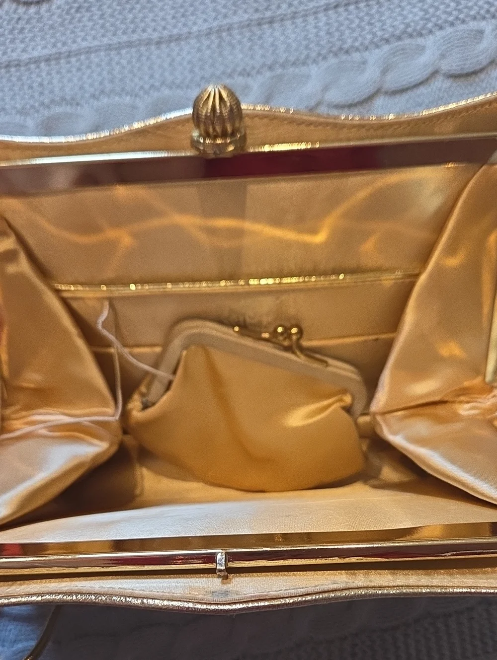 Vintage After Five Clutch W/ Coin Purse  50s 60s Gold Lining Chain Made In USA